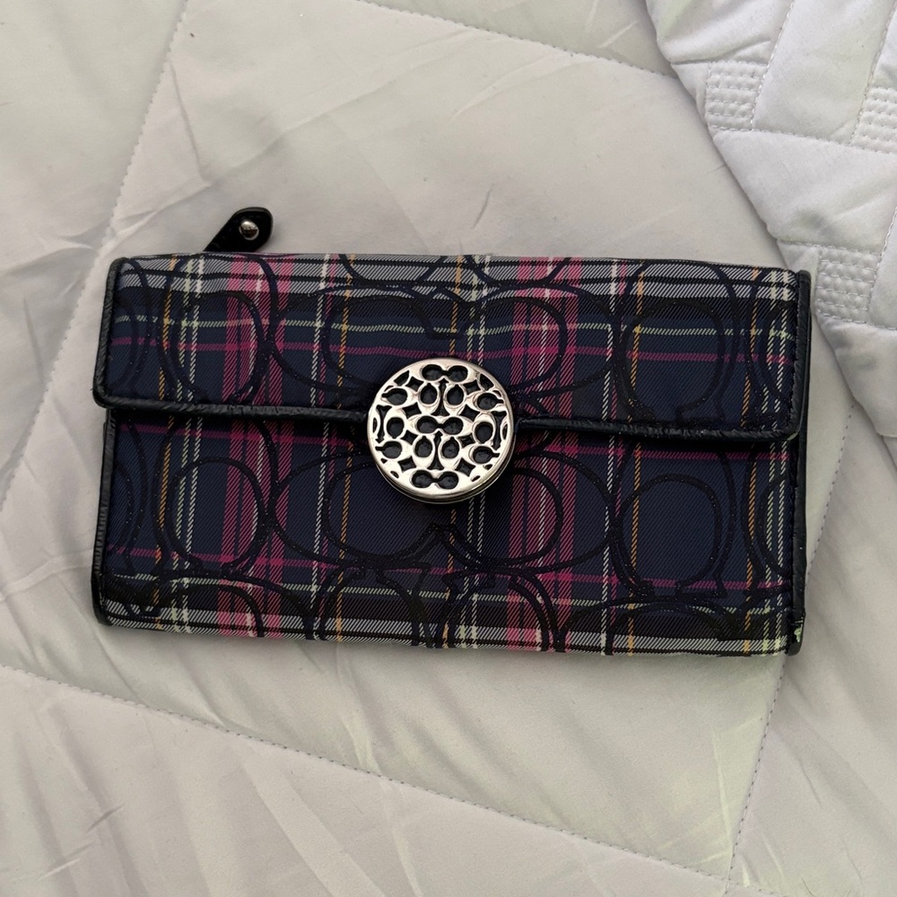 Coach Purple Tartan Plaid Signature Coach Pattern